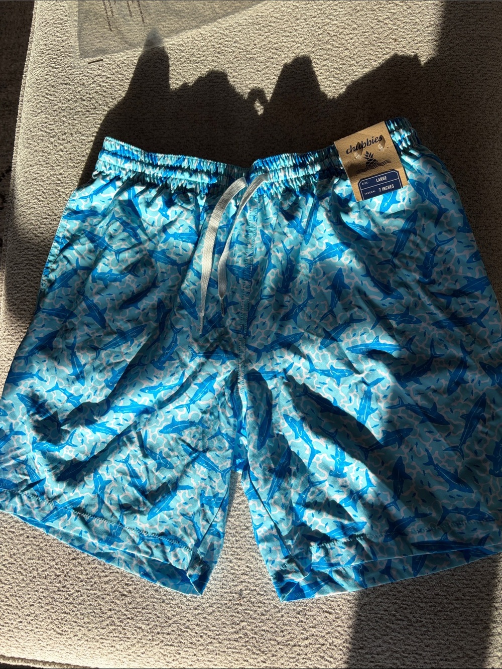 Chubbies Swim Trunks 7” - Size Large Shark Pattern